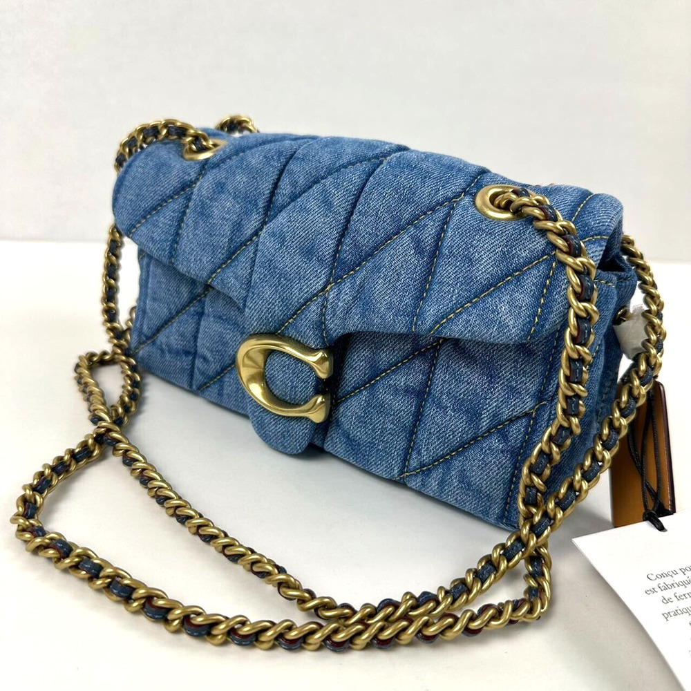 Coach Tabby CR701 Denim Brass/Indigo Shoulder Bag 20 With Quilting - Picture 4 of 14